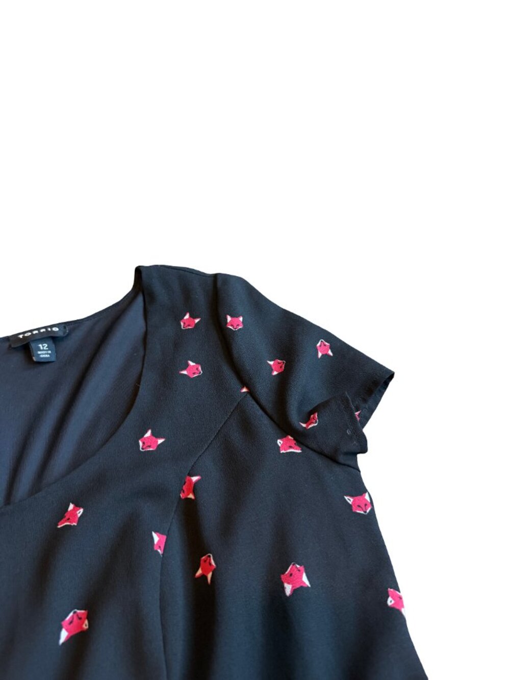 Torrid Black Fox Print Dress Skater A-Line Black Fun Casual Everyday Size 12 - Picture 2 of 14